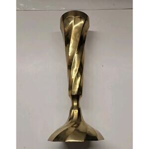 Vintage Solid Brass Bud Vase Swirl Design 8.5" Made In India Aged Patina